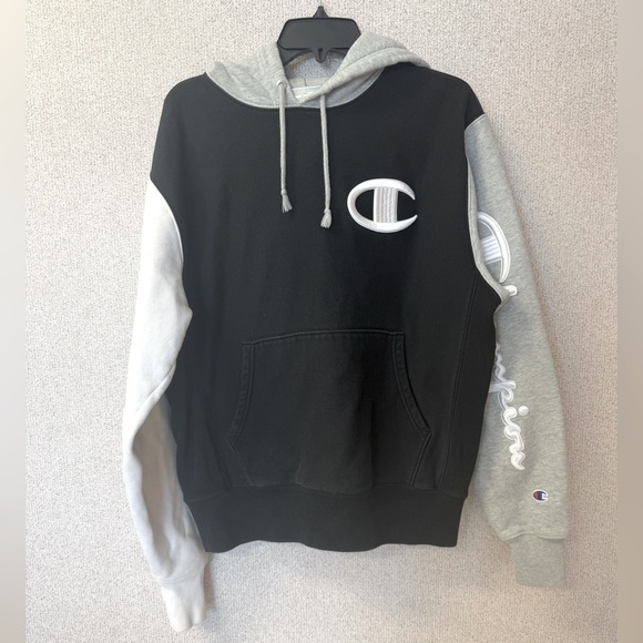 Champion Men's Size Medium Reverse Weave‎ Colorblock Hoodie Logo Pullover - Picture 1 of 8